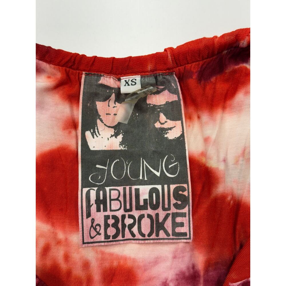 Young Fabulous & Broke Lexie dress red & white tie-dye Sz XS Maxi Strapless - Picture 3 of 11